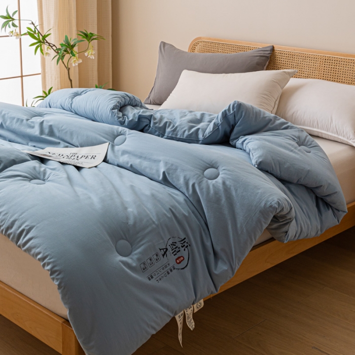 91家纺网 家纺一手货源 找家纺 创优家纺 创优2025新品原棉被子被芯冬被春秋被直播爆款批发浅蓝