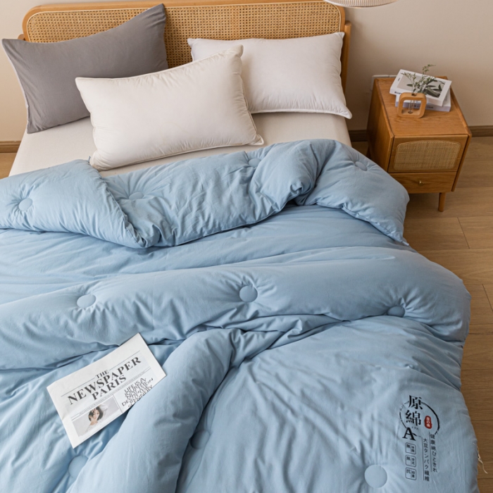 91家纺网 家纺一手货源 找家纺 创优家纺 创优2025新品原棉被子被芯冬被春秋被直播爆款批发浅蓝
