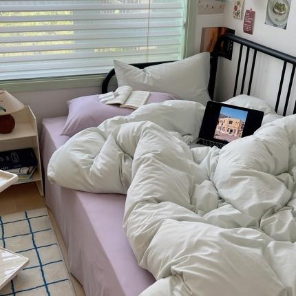 91家纺网 家纺一手货源 找家纺 总六巷胡同 2023新款ins博主风多巴胺纯色混搭全棉纯棉水洗棉四件套