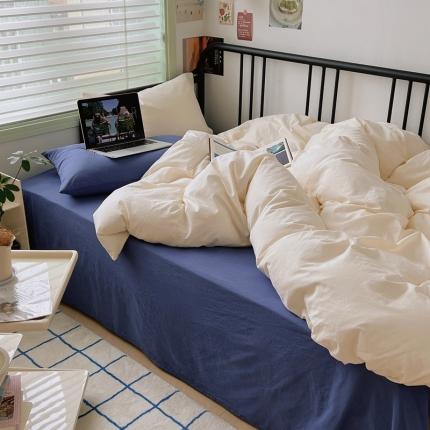 91家纺网 家纺一手货源 找家纺 总六巷胡同 2023新款ins博主风多巴胺纯色混搭全棉纯棉水洗棉四件套