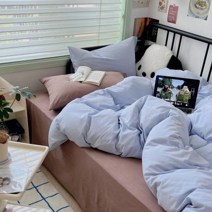 91家纺网 家纺一手货源 找家纺 总六巷胡同 2023新款ins博主风多巴胺纯色混搭全棉纯棉水洗棉四件套