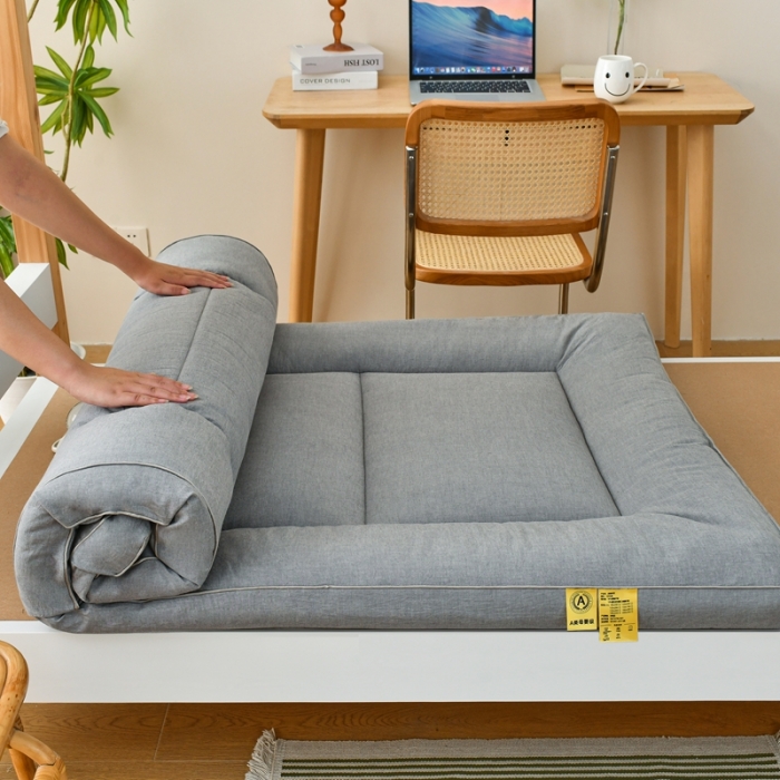 91家纺网 家纺一手货源 找家纺 鑫钰 2023新款学生宿舍专用全棉色织床褥垫褥软床垫整张羽丝棉填充 冰山灰