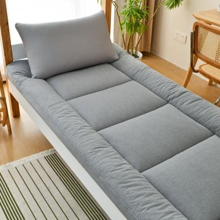 鑫钰 2023新款学生宿舍专用全棉色织床褥垫褥软床垫整张羽丝棉填充 冰山灰