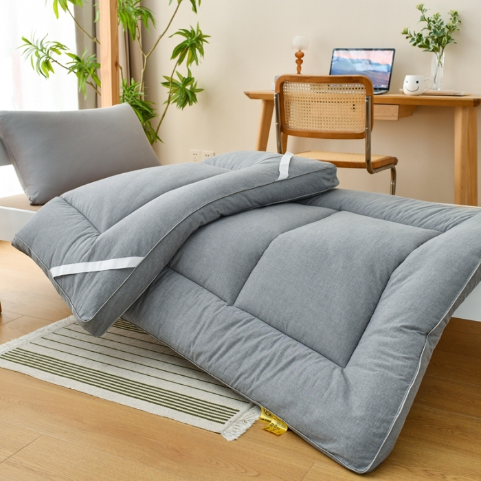 91家纺网 家纺一手货源 找家纺 鑫钰 2023新款学生宿舍专用全棉色织床褥垫褥软床垫整张羽丝棉填充 冰山灰