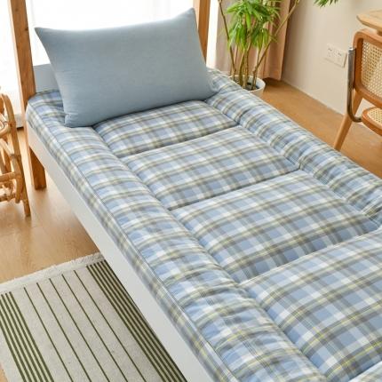 鑫钰 2023新款学生宿舍专用全棉色织床褥垫褥软床垫整张羽丝棉填充 丁香蓝格