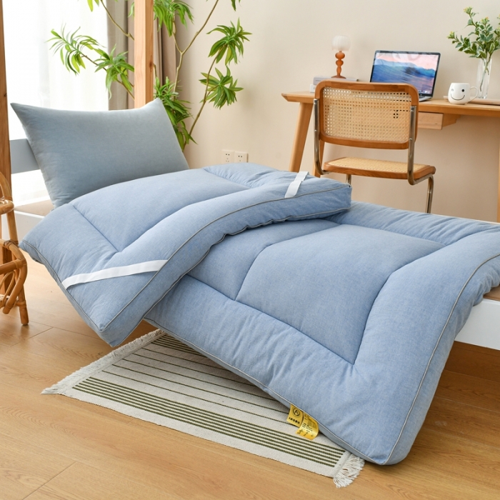 91家纺网 家纺一手货源 找家纺 鑫钰 2023新款学生宿舍专用全棉色织床褥垫褥软床垫整张羽丝棉填充 湖蓝