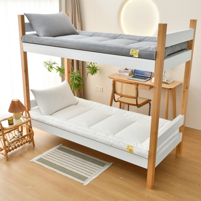 91家纺网 家纺一手货源 找家纺 鑫钰 2023新款学生宿舍专用全棉色织床褥垫褥软床垫整张羽丝棉填充 简洁白