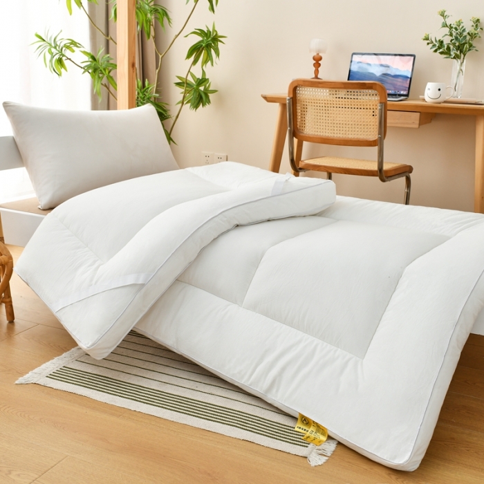 91家纺网 家纺一手货源 找家纺 鑫钰 2023新款学生宿舍专用全棉色织床褥垫褥软床垫整张羽丝棉填充 简洁白