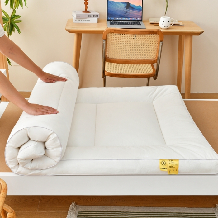 91家纺网 家纺一手货源 找家纺 鑫钰 2023新款学生宿舍专用全棉色织床褥垫褥软床垫整张羽丝棉填充 简洁白