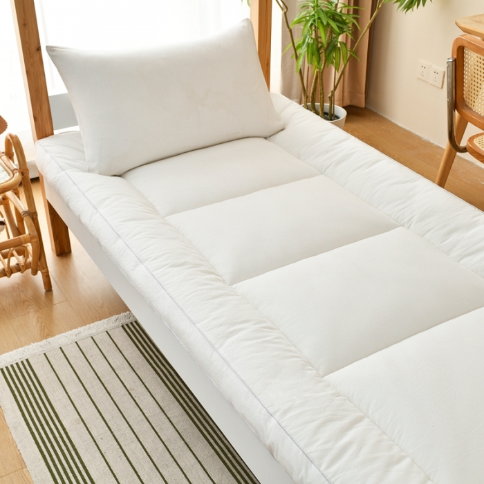 91家纺网 家纺一手货源 找家纺 鑫钰 2023新款学生宿舍专用全棉色织床褥垫褥软床垫整张羽丝棉填充 简洁白