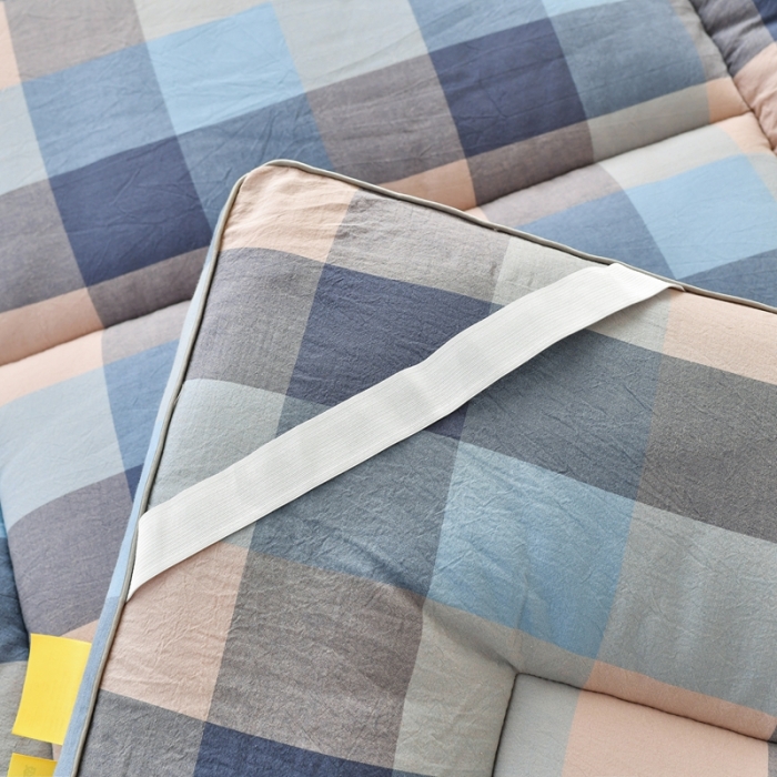 91家纺网 家纺一手货源 找家纺 鑫钰 2023新款学生宿舍专用全棉色织床褥垫褥软床垫整张羽丝棉填充 七彩格蓝