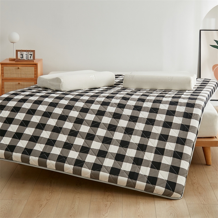 91家纺网 家纺一手货源 找家纺 寐珂 2025新款水洗棉棉花床垫系列-双人床 黑自中格