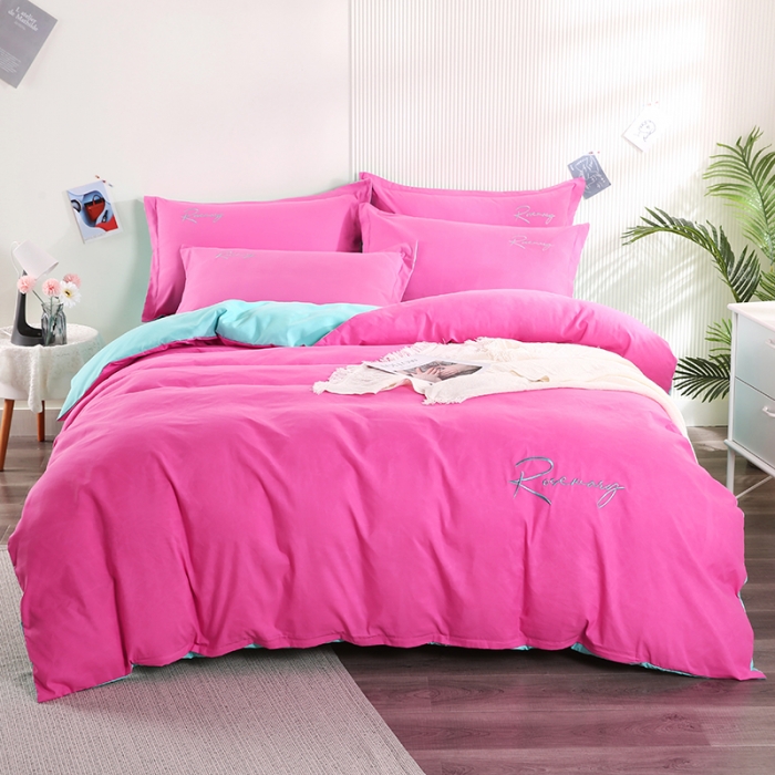 91家纺网 家纺一手货源 找家纺 （总）7V 现货3000套110g加厚磨毛刺绣网红直播四件套     库存数量每个颜色500套