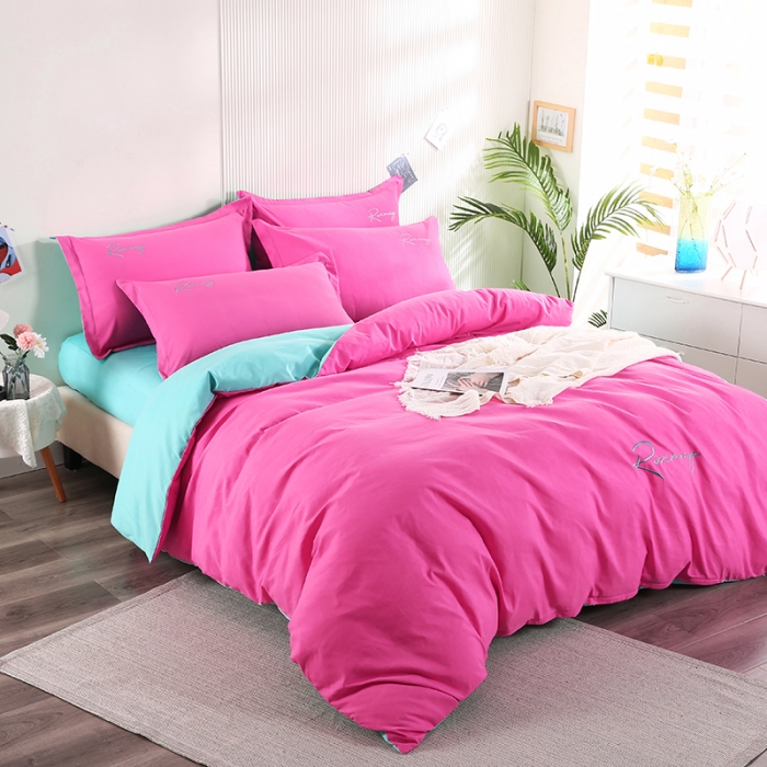 91家纺网 家纺一手货源 找家纺 （总）7V 现货3000套110g加厚磨毛刺绣网红直播四件套     库存数量每个颜色500套