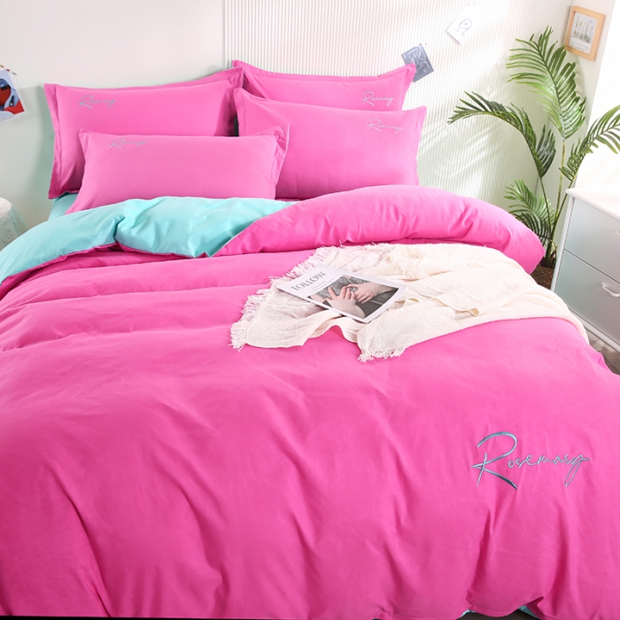 91家纺网 家纺一手货源 找家纺 （总）7V 现货3000套110g加厚磨毛刺绣网红直播四件套     库存数量每个颜色500套