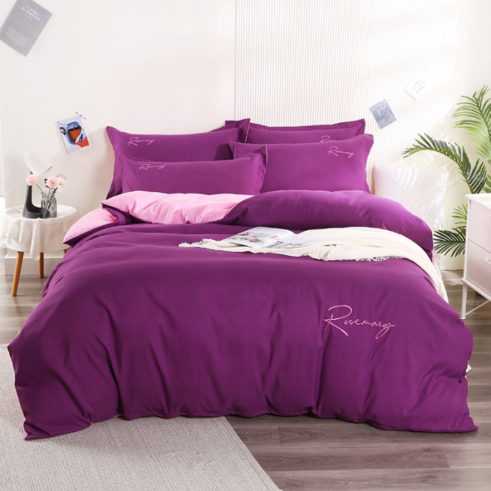 91家纺网 家纺一手货源 找家纺 7V 现货3000套110g加厚磨毛刺绣网红直播四件套     库存数量每个颜色500套 魅紫玉