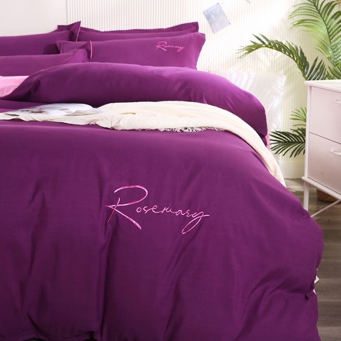 91家纺网 家纺一手货源 找家纺 7V 现货3000套110g加厚磨毛刺绣网红直播四件套     库存数量每个颜色500套 魅紫玉