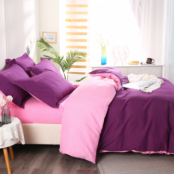 91家纺网 家纺一手货源 找家纺 7V 现货3000套110g加厚磨毛刺绣网红直播四件套     库存数量每个颜色500套 魅紫玉