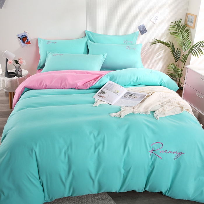 91家纺网 家纺一手货源 找家纺 7V 现货3000套110g加厚磨毛刺绣网红直播四件套     库存数量每个颜色500套 墨绿玉