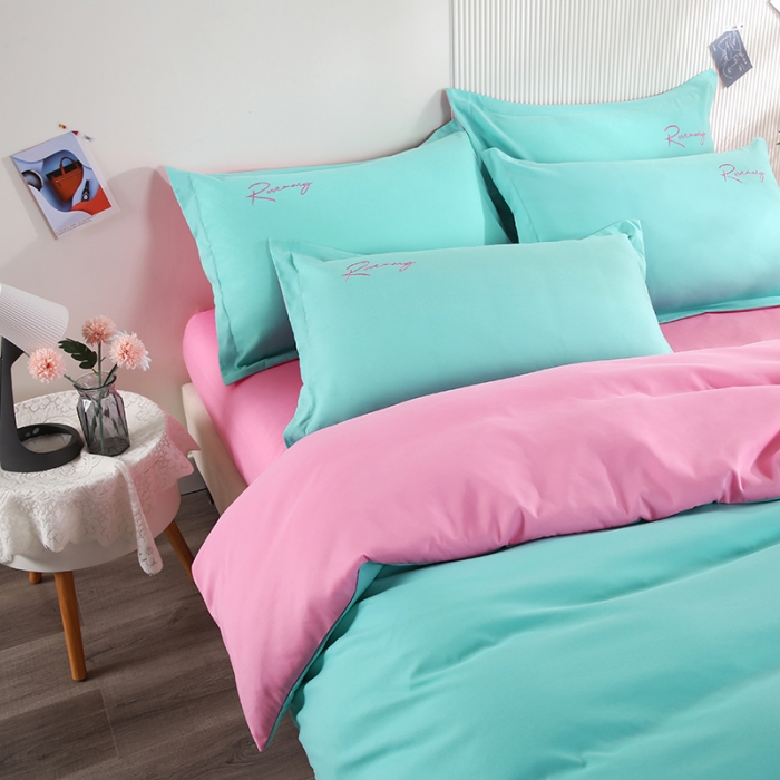 91家纺网 家纺一手货源 找家纺 7V 现货3000套110g加厚磨毛刺绣网红直播四件套     库存数量每个颜色500套 墨绿玉