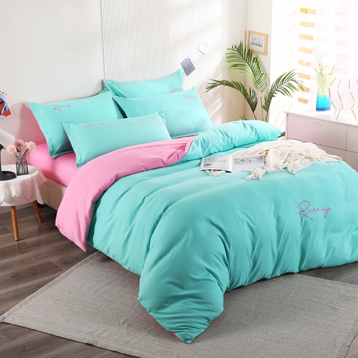 91家纺网 家纺一手货源 找家纺 7V 现货3000套110g加厚磨毛刺绣网红直播四件套     库存数量每个颜色500套 墨绿玉