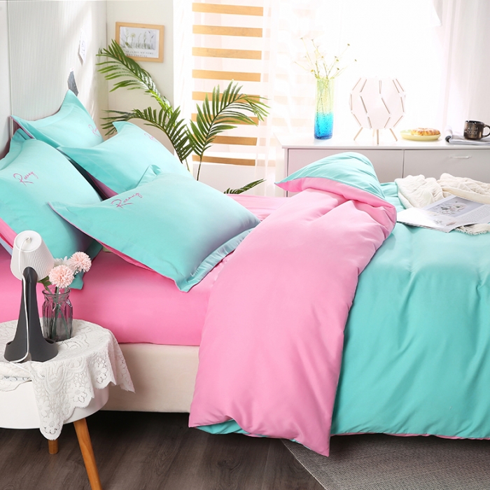 91家纺网 家纺一手货源 找家纺 7V 现货3000套110g加厚磨毛刺绣网红直播四件套     库存数量每个颜色500套 墨绿玉