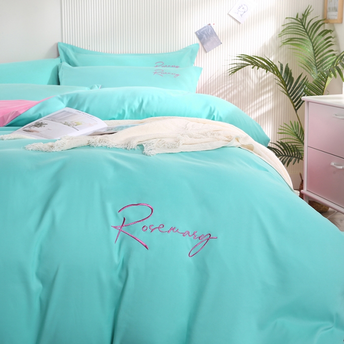 91家纺网 家纺一手货源 找家纺 7V 现货3000套110g加厚磨毛刺绣网红直播四件套     库存数量每个颜色500套 墨绿玉