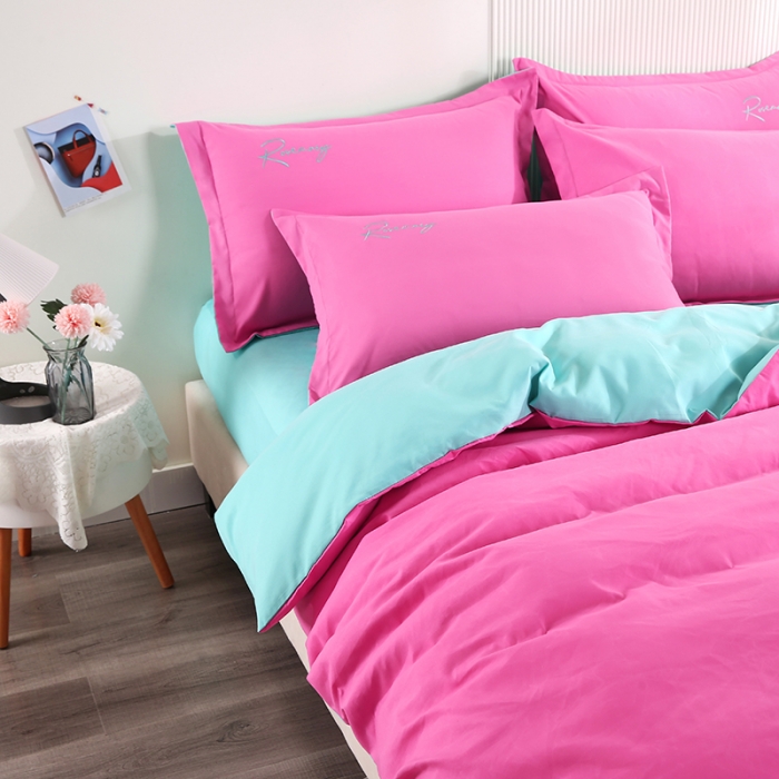 91家纺网 家纺一手货源 找家纺 7V 现货3000套110g加厚磨毛刺绣网红直播四件套     库存数量每个颜色500套 胭脂绿