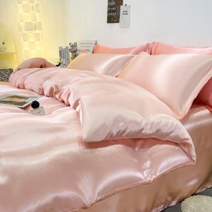 91家纺网 家纺一手货源 找家纺 梦尚舒2025新款水洗冰丝四件套床单款 淡雅玉