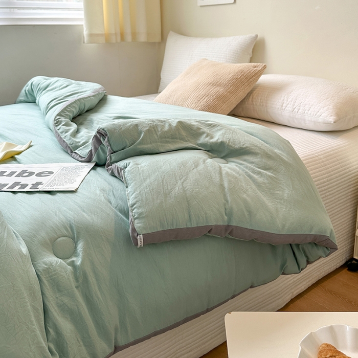 91家纺网 家纺一手货源 找家纺 森林人 2023新款A类水洗棉立体大豆被 立体-薄荷绿