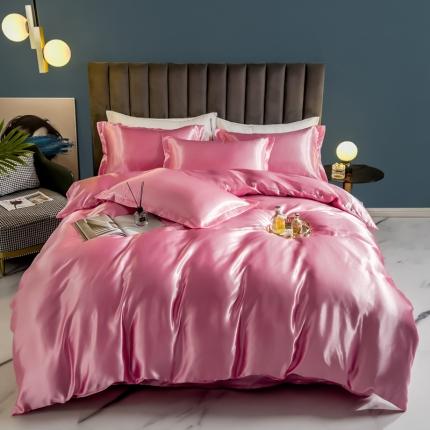 91家纺网 家纺一手货源 找家纺 梦尚舒2025新款水洗冰丝四件套床单款 粉色