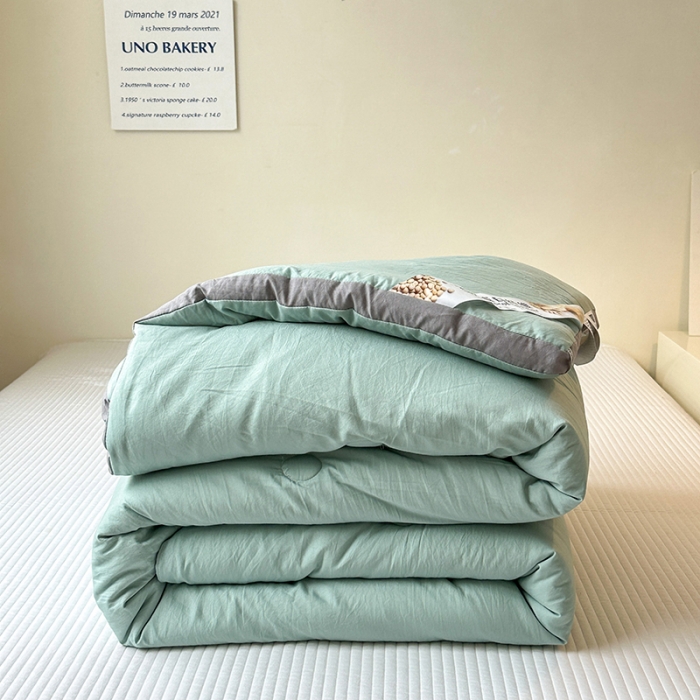 91家纺网 家纺一手货源 找家纺 森林人 2023新款A类水洗棉立体大豆被 立体-薄荷绿