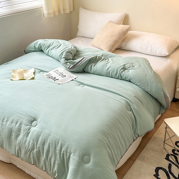 91家纺网 家纺一手货源 找家纺 森林人 2023新款A类水洗棉立体大豆被 立体-薄荷绿