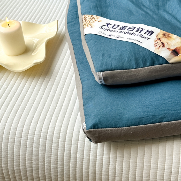 91家纺网 家纺一手货源 找家纺 森林人 2023新款A类水洗棉立体大豆被 立体-宾利蓝