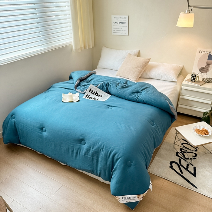 91家纺网 家纺一手货源 找家纺 森林人 2023新款A类水洗棉立体大豆被 立体-宾利蓝