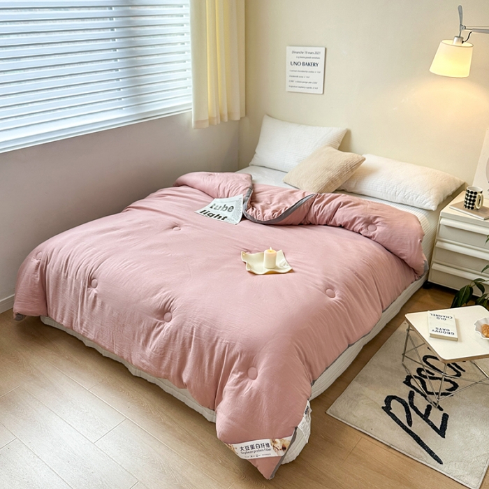 91家纺网 家纺一手货源 找家纺 森林人 2023新款A类水洗棉立体大豆被 立体-豆沙