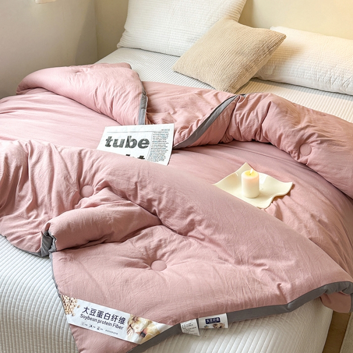 91家纺网 家纺一手货源 找家纺 森林人 2023新款A类水洗棉立体大豆被 立体-豆沙