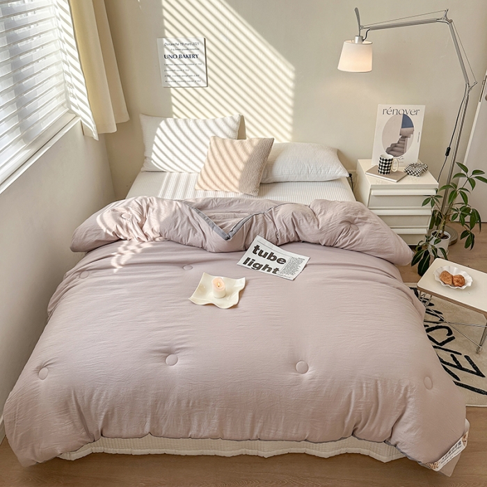 91家纺网 家纺一手货源 找家纺 森林人 2023新款A类水洗棉立体大豆被 立体-卡其