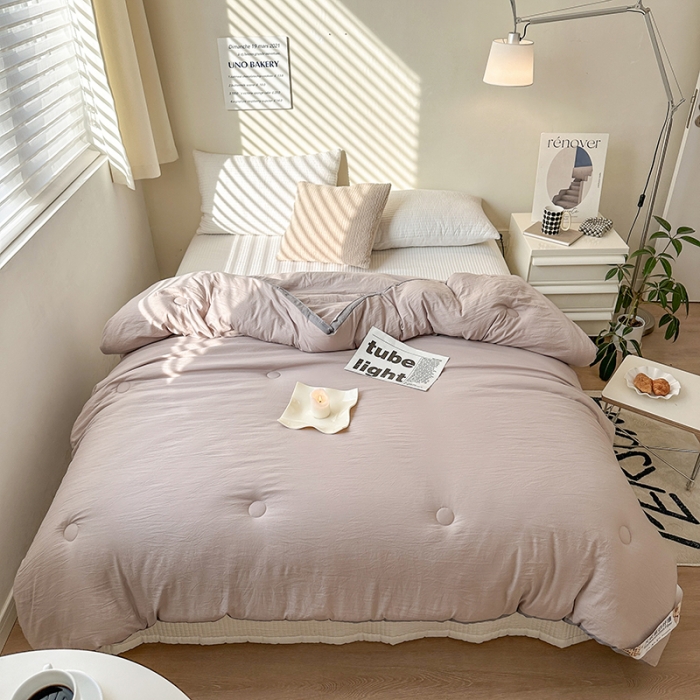 91家纺网 家纺一手货源 找家纺 森林人 2023新款A类水洗棉立体大豆被 立体-卡其