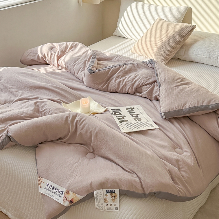 91家纺网 家纺一手货源 找家纺 森林人 2023新款A类水洗棉立体大豆被 立体-卡其