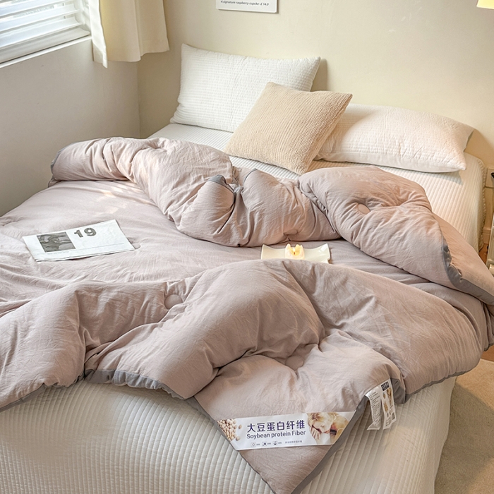 91家纺网 家纺一手货源 找家纺 森林人 2023新款A类水洗棉立体大豆被 立体-卡其