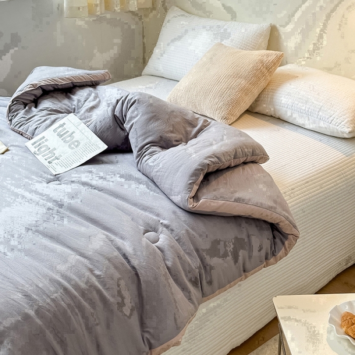 91家纺网 家纺一手货源 找家纺 森林人 2023新款A类水洗棉立体大豆被 立体-绅士灰