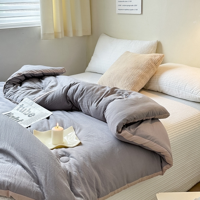 91家纺网 家纺一手货源 找家纺 森林人 2023新款A类水洗棉立体大豆被 立体-绅士灰