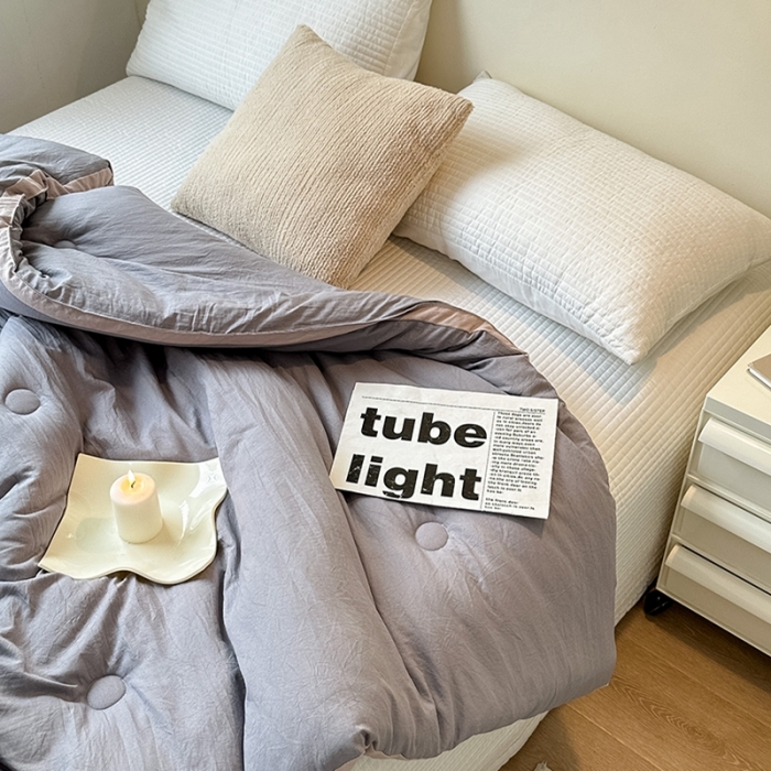 91家纺网 家纺一手货源 找家纺 森林人 2023新款A类水洗棉立体大豆被 立体-绅士灰