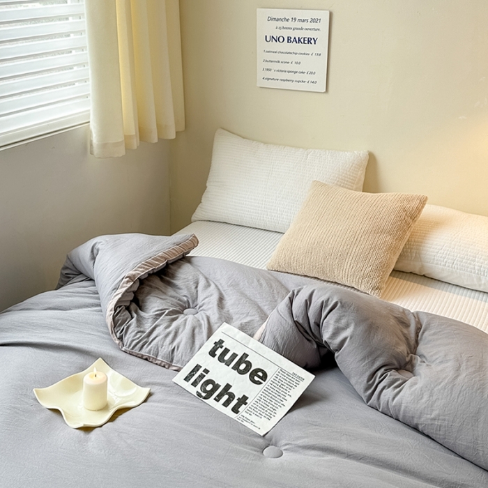 91家纺网 家纺一手货源 找家纺 森林人 2023新款A类水洗棉立体大豆被 立体-绅士灰