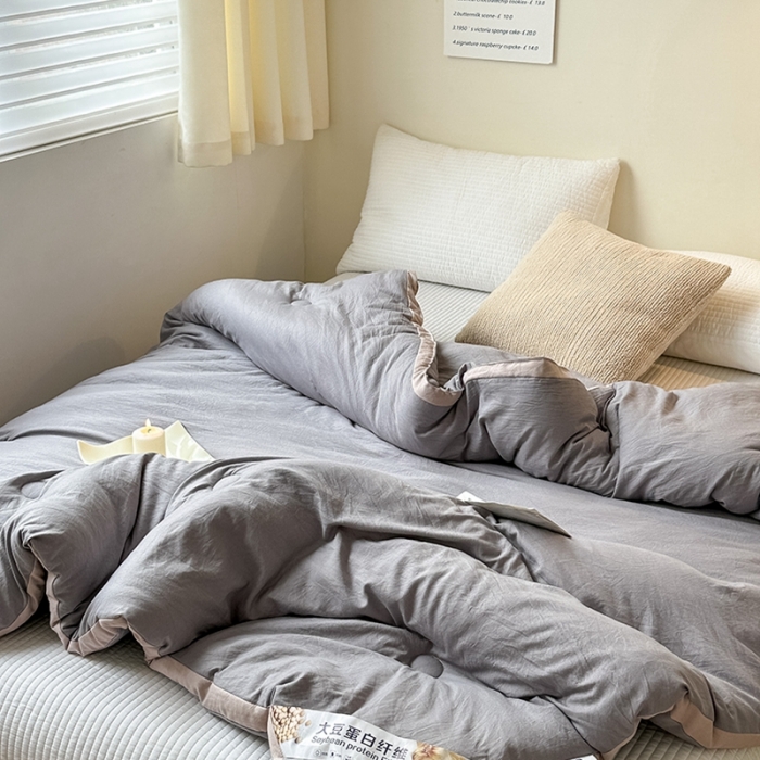 91家纺网 家纺一手货源 找家纺 森林人 2023新款A类水洗棉立体大豆被 立体-绅士灰
