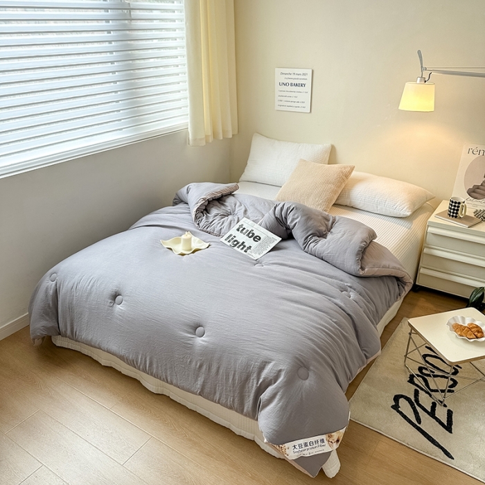 91家纺网 家纺一手货源 找家纺 森林人 2023新款A类水洗棉立体大豆被 立体-绅士灰