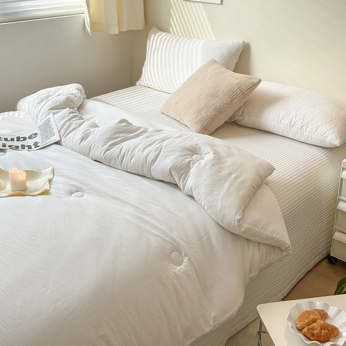 91家纺网 家纺一手货源 找家纺 森林人 2023新款A类水洗棉立体大豆被 立体-珍珠白