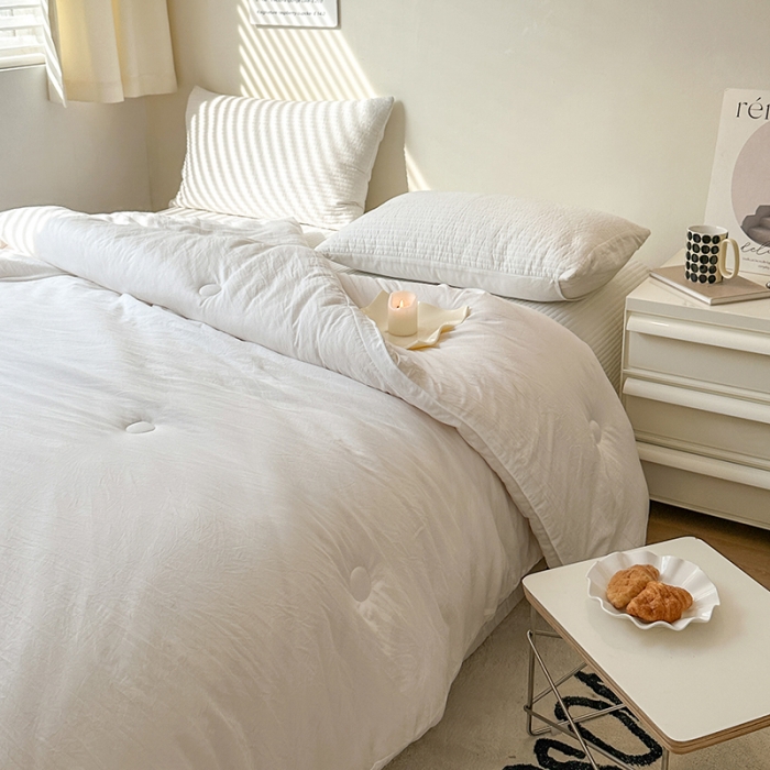 91家纺网 家纺一手货源 找家纺 森林人 2023新款A类水洗棉立体大豆被 立体-珍珠白