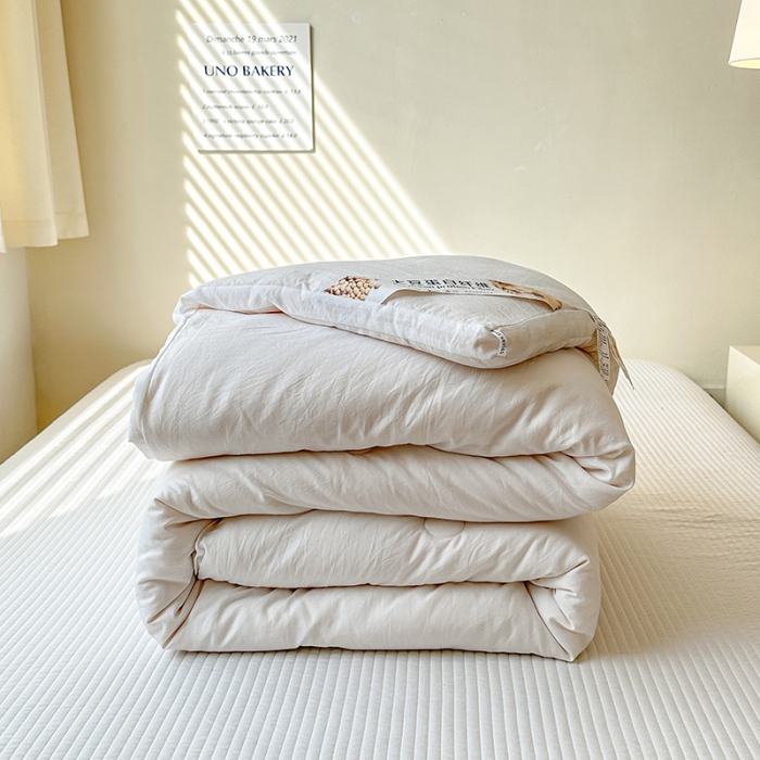 91家纺网 家纺一手货源 找家纺 森林人 2023新款A类水洗棉立体大豆被 立体-珍珠白